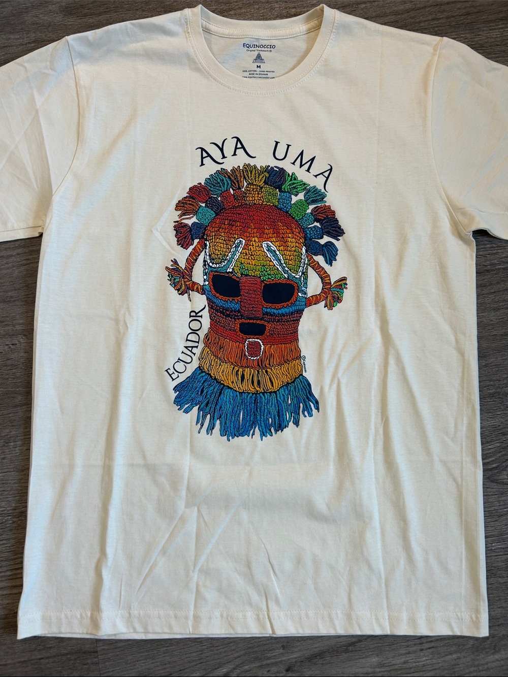 Equinoccio Aya Uma Ecuador Graphic T-Shirt 100% Cotton Medium NWOT
